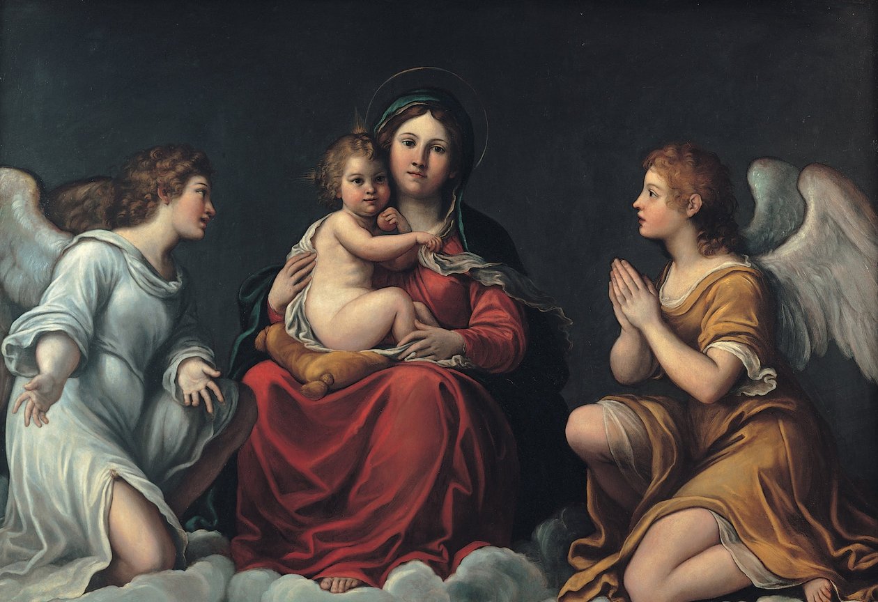 Madonna med barnet och änglar av Francesco Albani