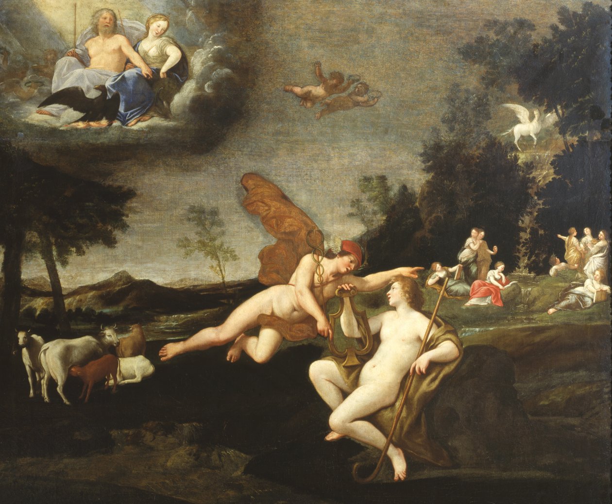 Merkurius och Apollo av Francesco Albani