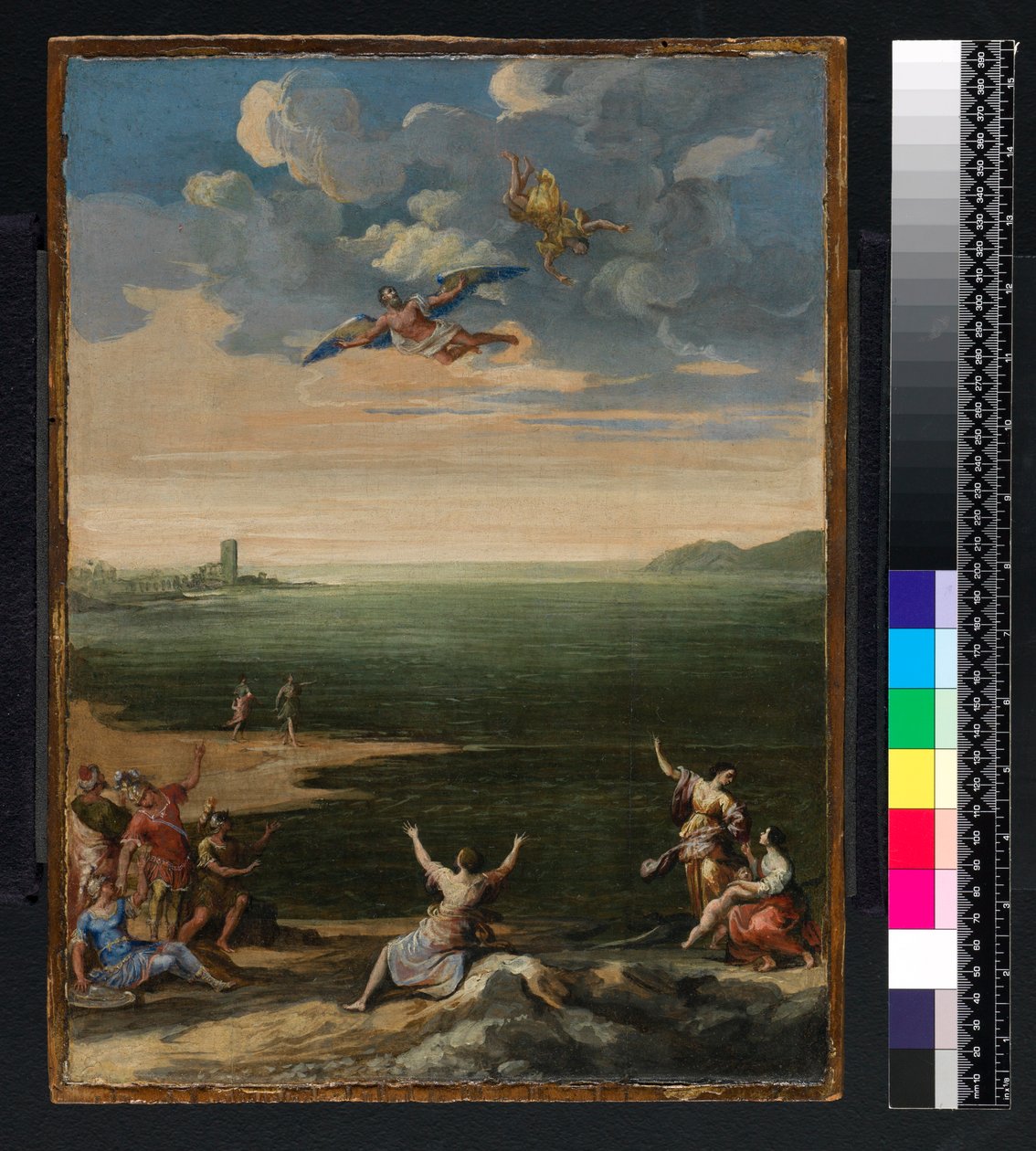 Ikaros fall (olja på duk på panel) av Francesco Allegrini