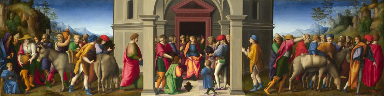 Joseph tar emot sina bröder vid deras andra besök i Egypten av Francesco Ubertini Bacchiacca