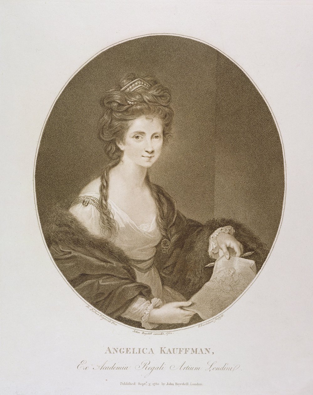 Angelica Kauffman, efter Reynolds, 1780 (stippstick) av Francesco Bartolozzi