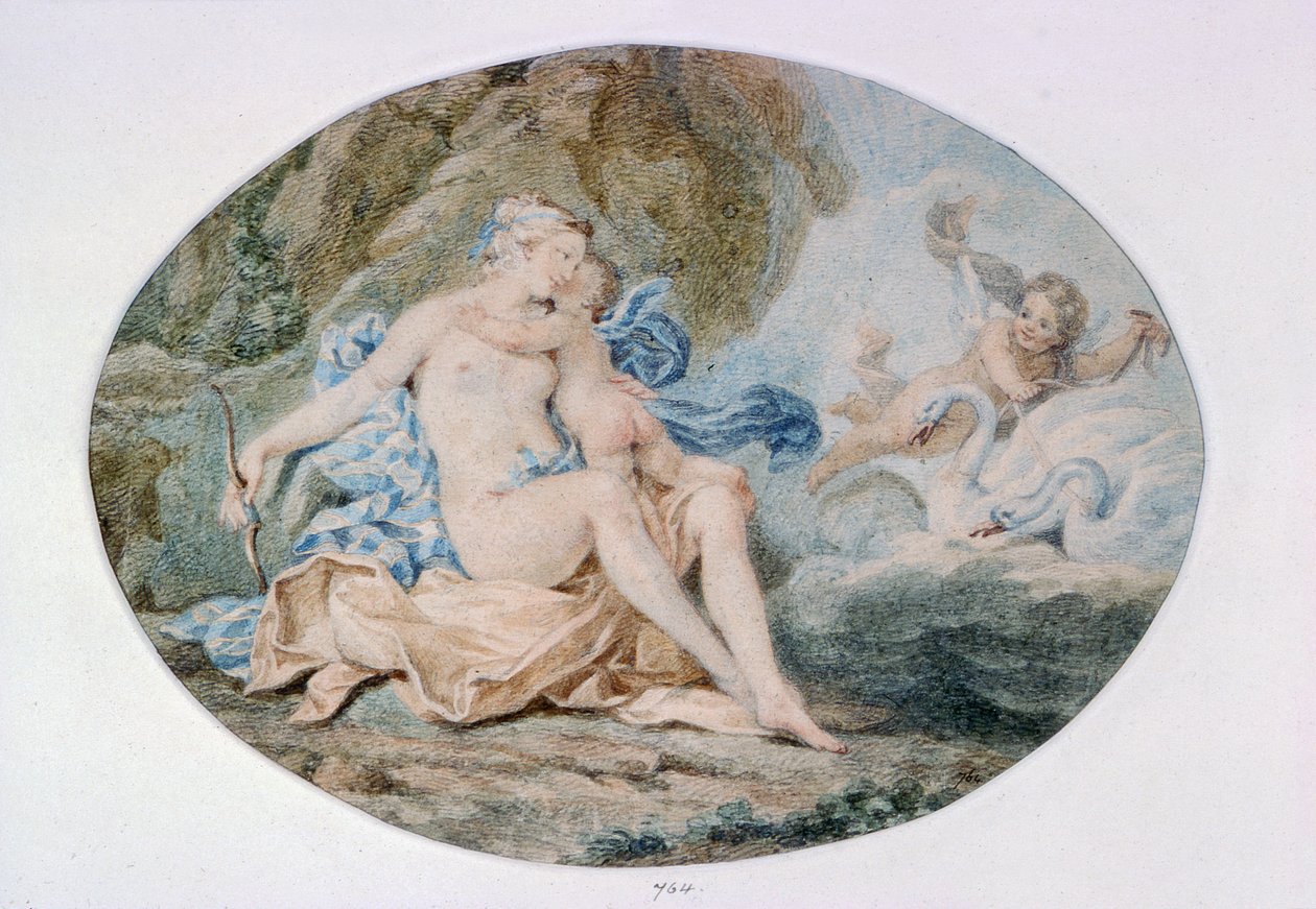 Venus liggande på en bank beströdd med draperier (akvarell) av Francesco Bartolozzi