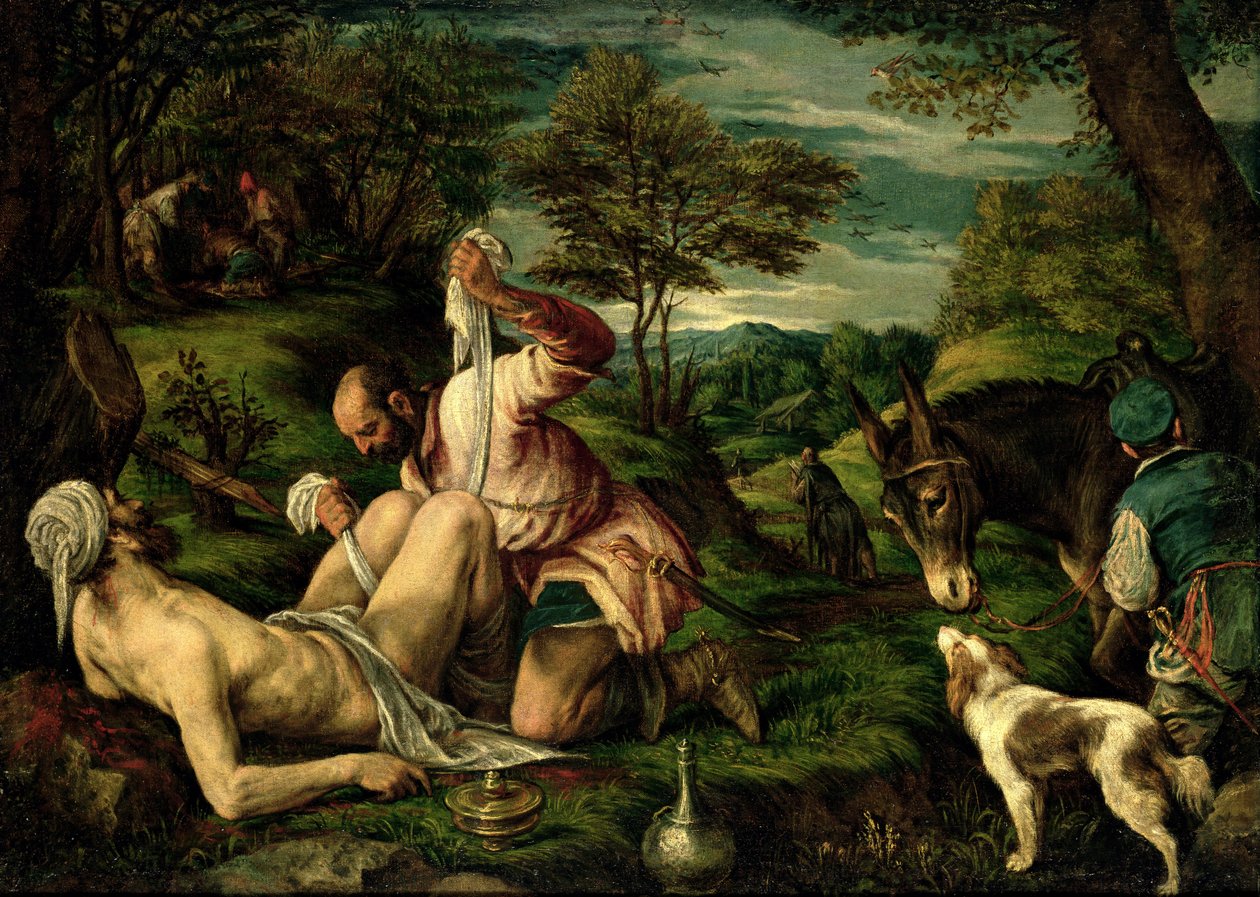 Liknelsen om den barmhärtige samariten, 1575 av Francesco Bassano