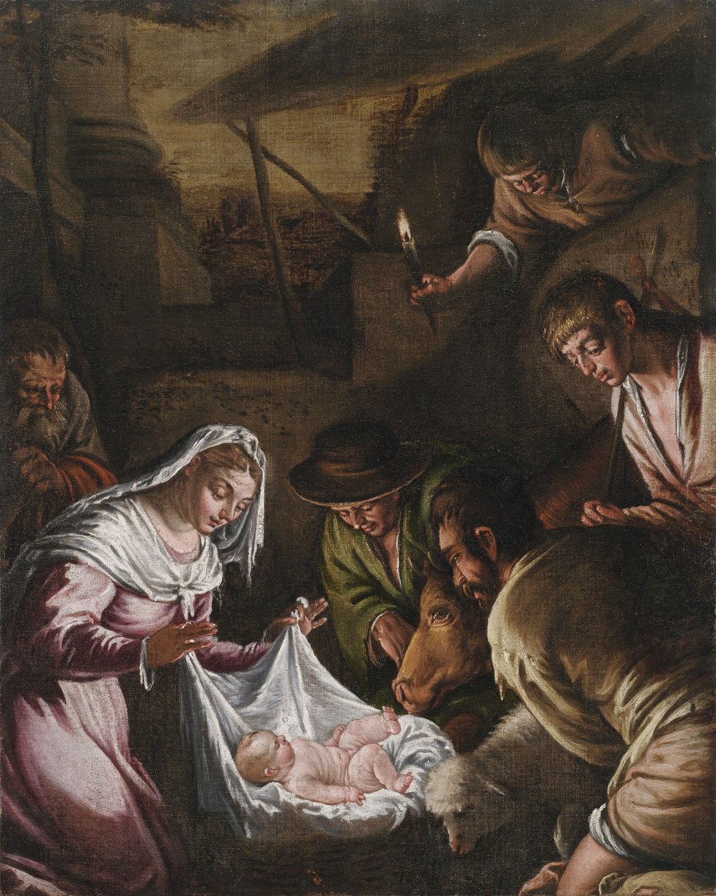 Tillbedjan av herdarna av Francesco Bassano the Younger
