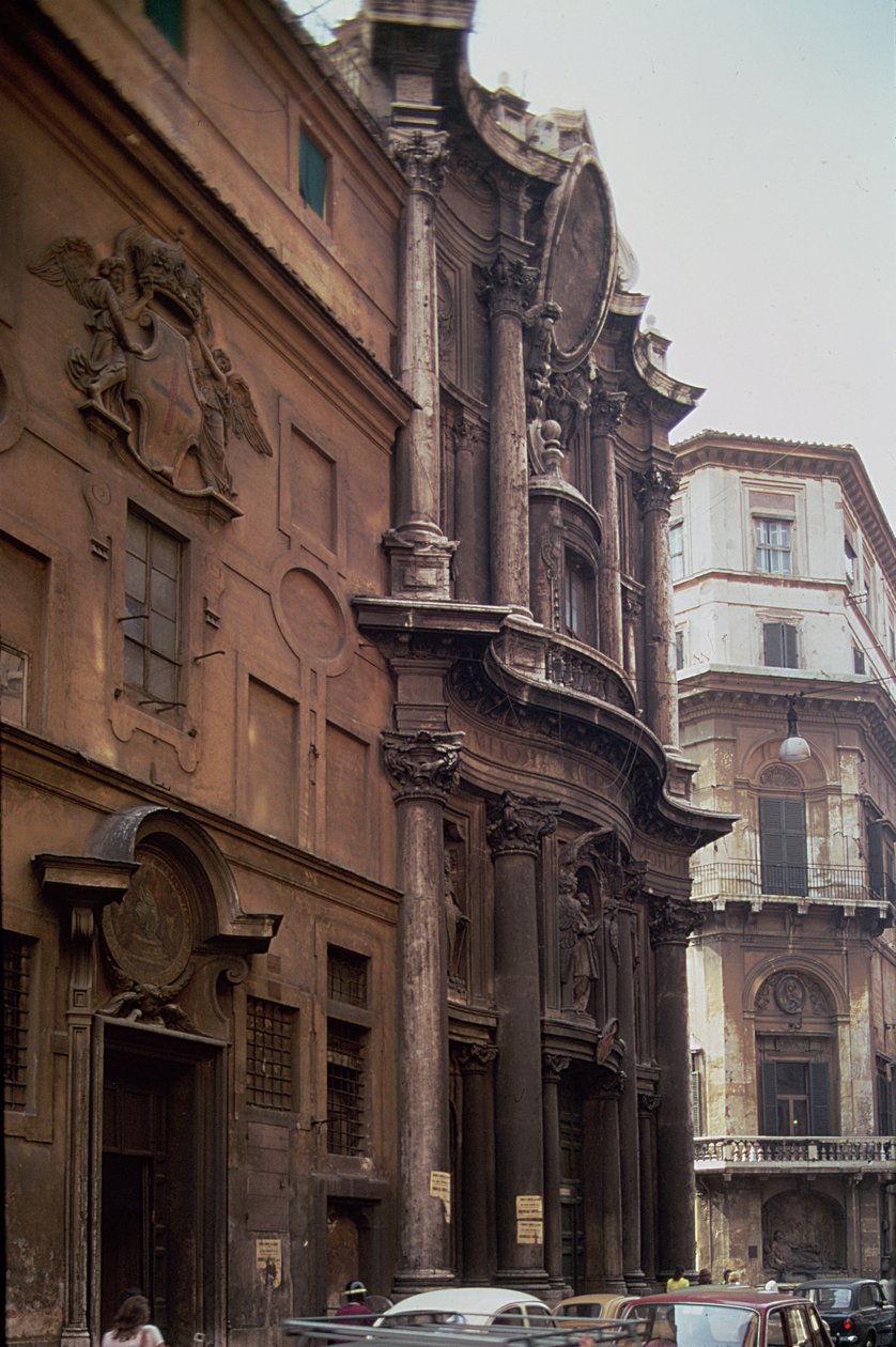 Fasader av kyrkan och klostret San Carlo alle Quattro Fontane, Rom, 1637-41 av Francesco Borromini