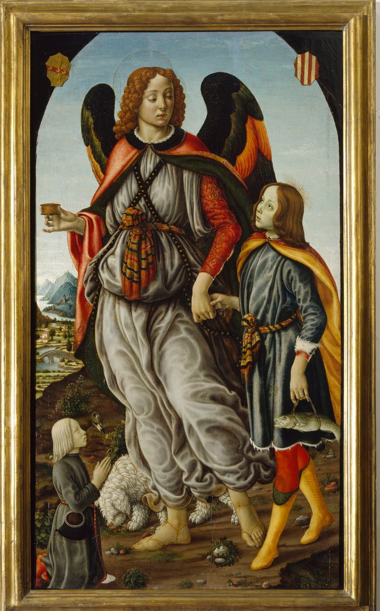 Archangele Raffaele med Tobiolo och en ung man av Francesco Botticini