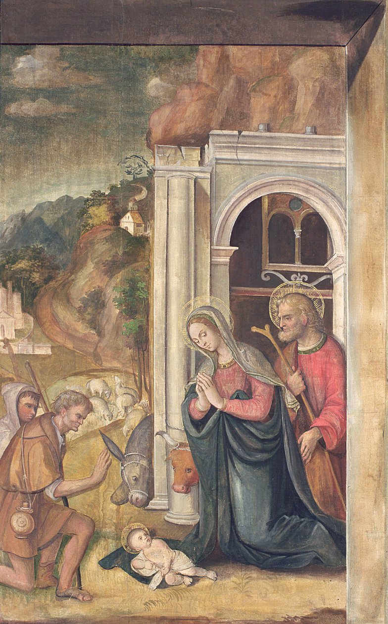 Tillbedjan av herdarna, 1517 av Francesco Casella