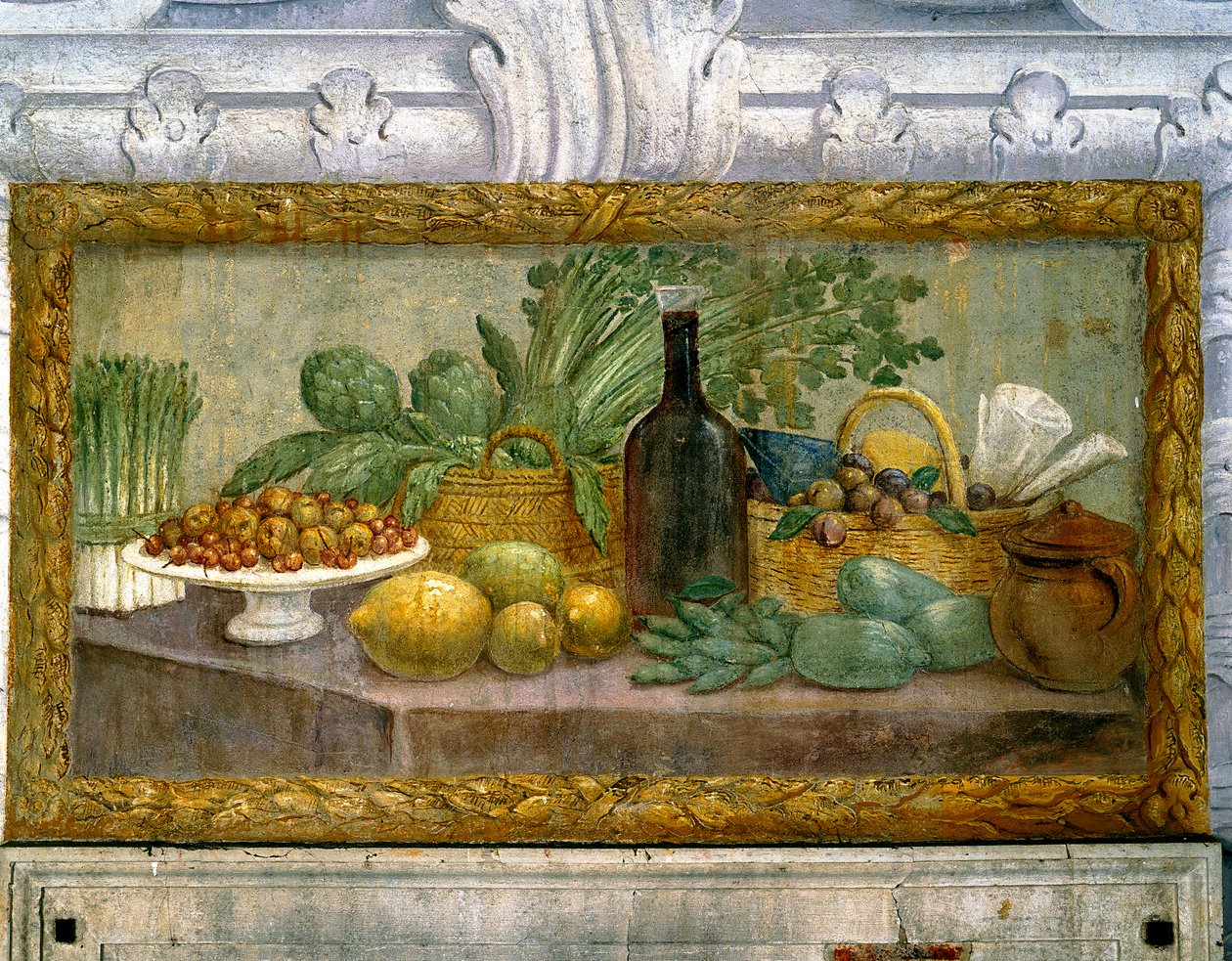 Stilleben med en korg kronärtskockor av Francesco Ferrari