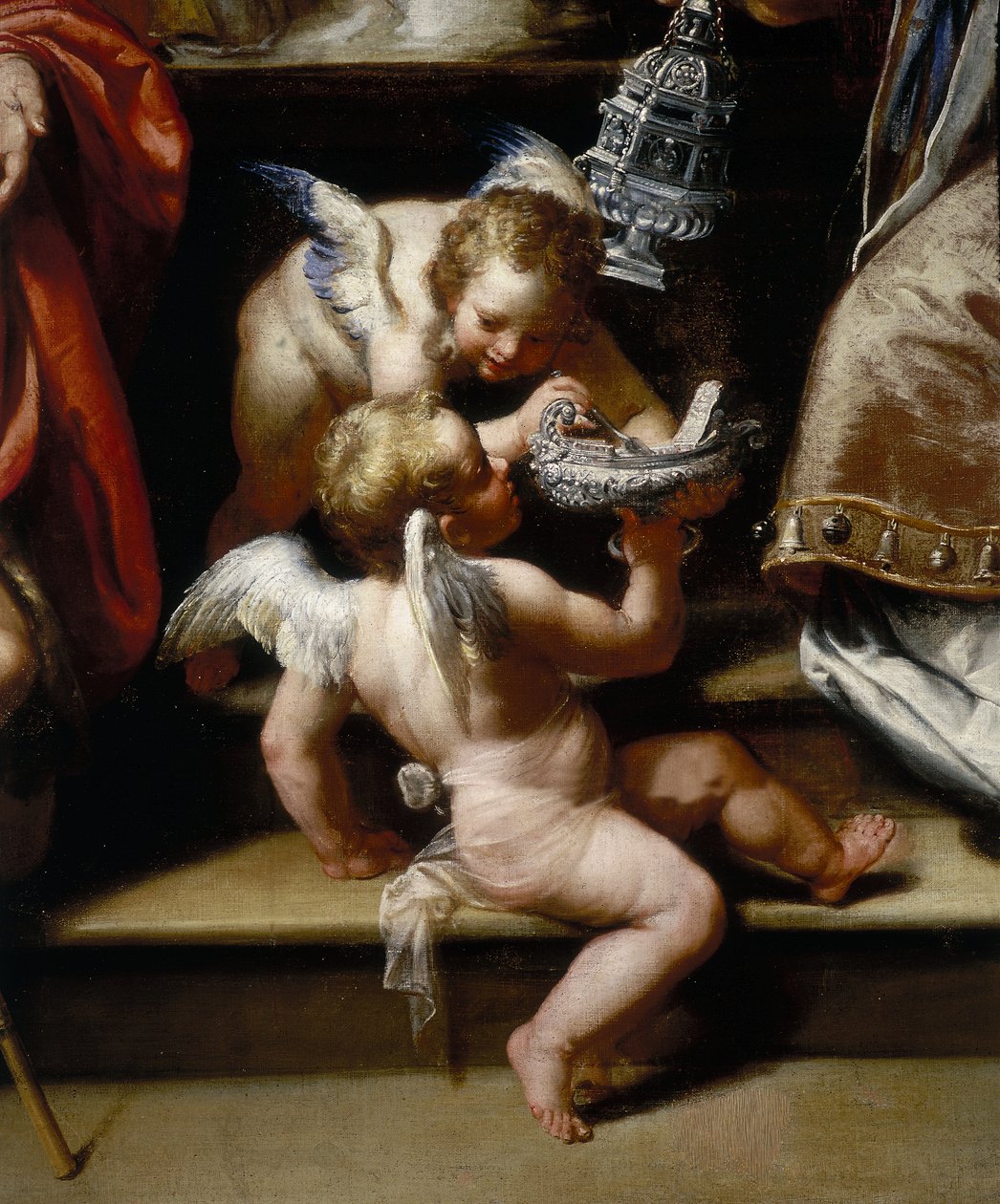 Altaruppsatsen av snöens madonna (detalj) av Francesco Fiasella
