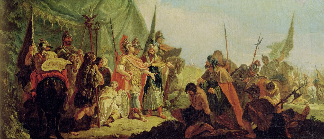 Alexander den store (356-23 f.Kr.) och Porus av Francesco Fontebasso