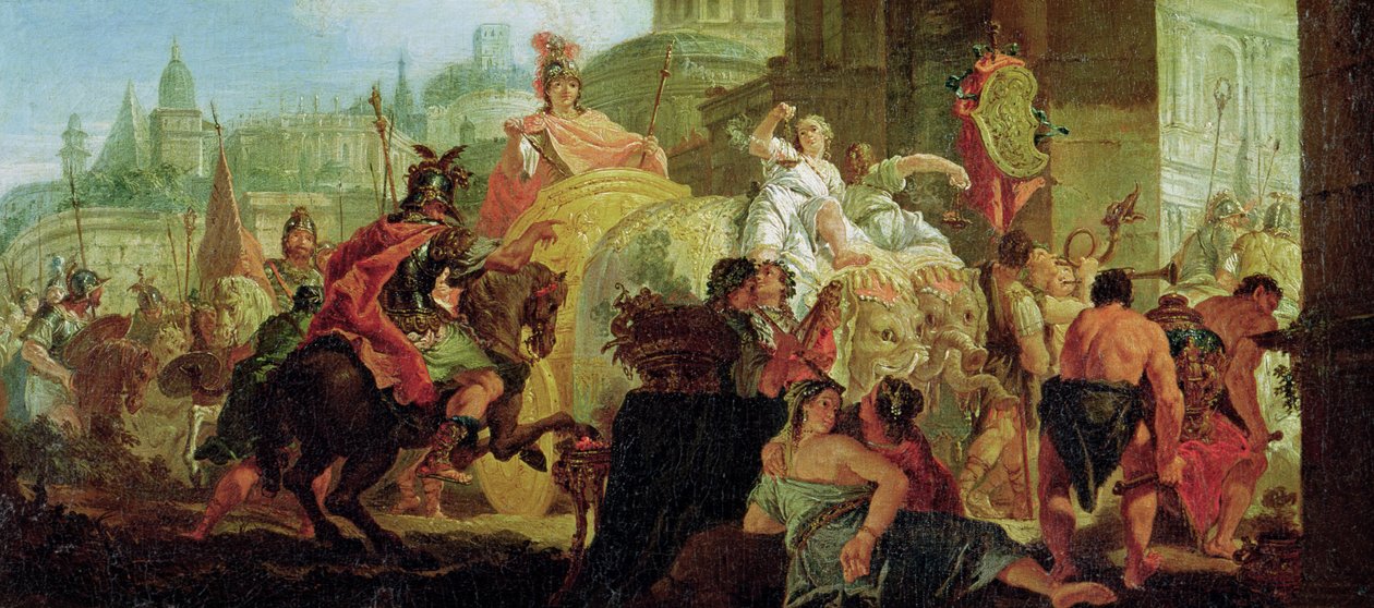 Alexander den stores (356-323 f.Kr.) intåg i Babylon av Francesco Fontebasso