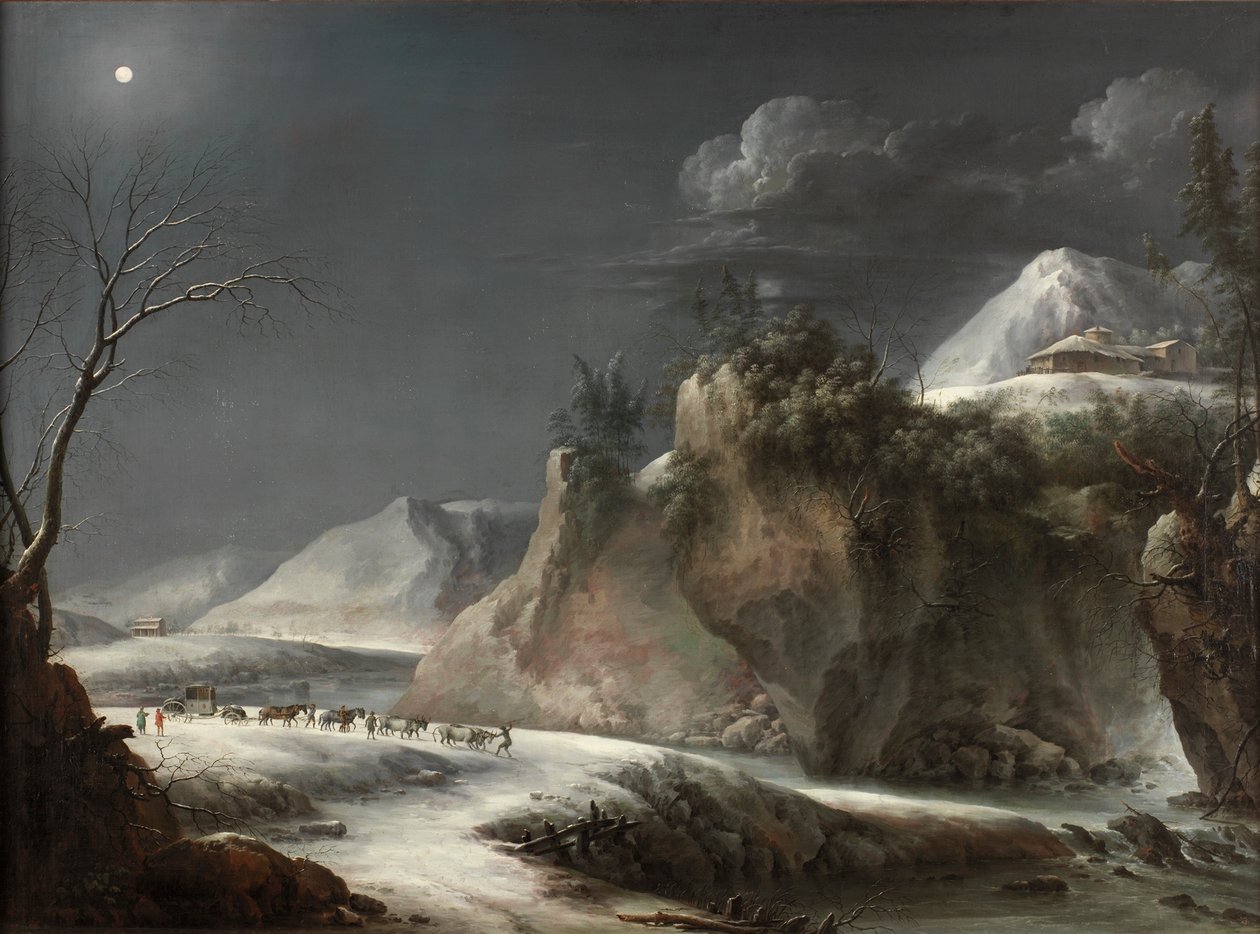 Vinterscen i de italienska alperna, ca 1735-1765 av Pier Francesco Foschi
