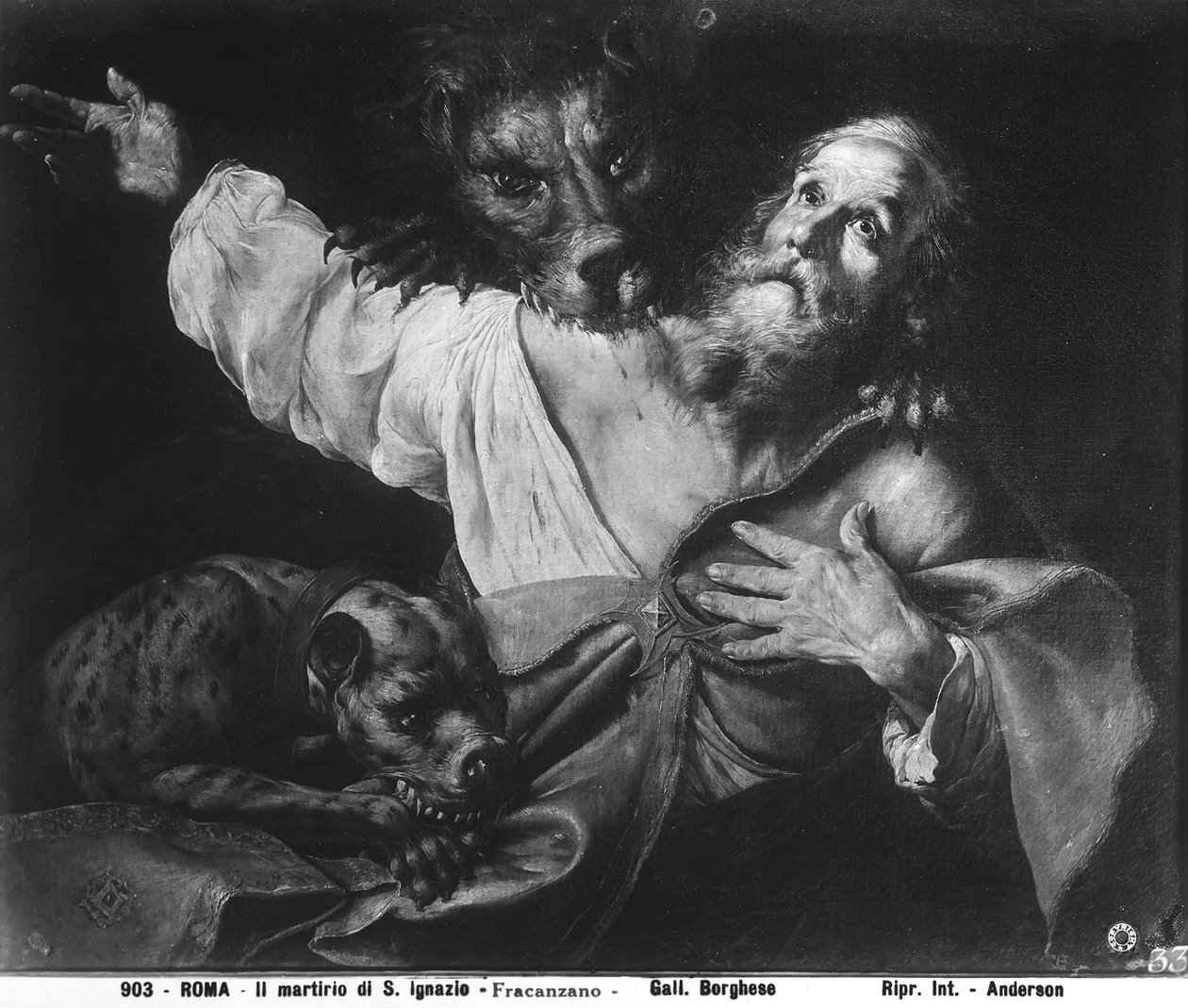 Sankt Ignatius av Antiokias martyrskap (bw) av Francesco Fracanzano