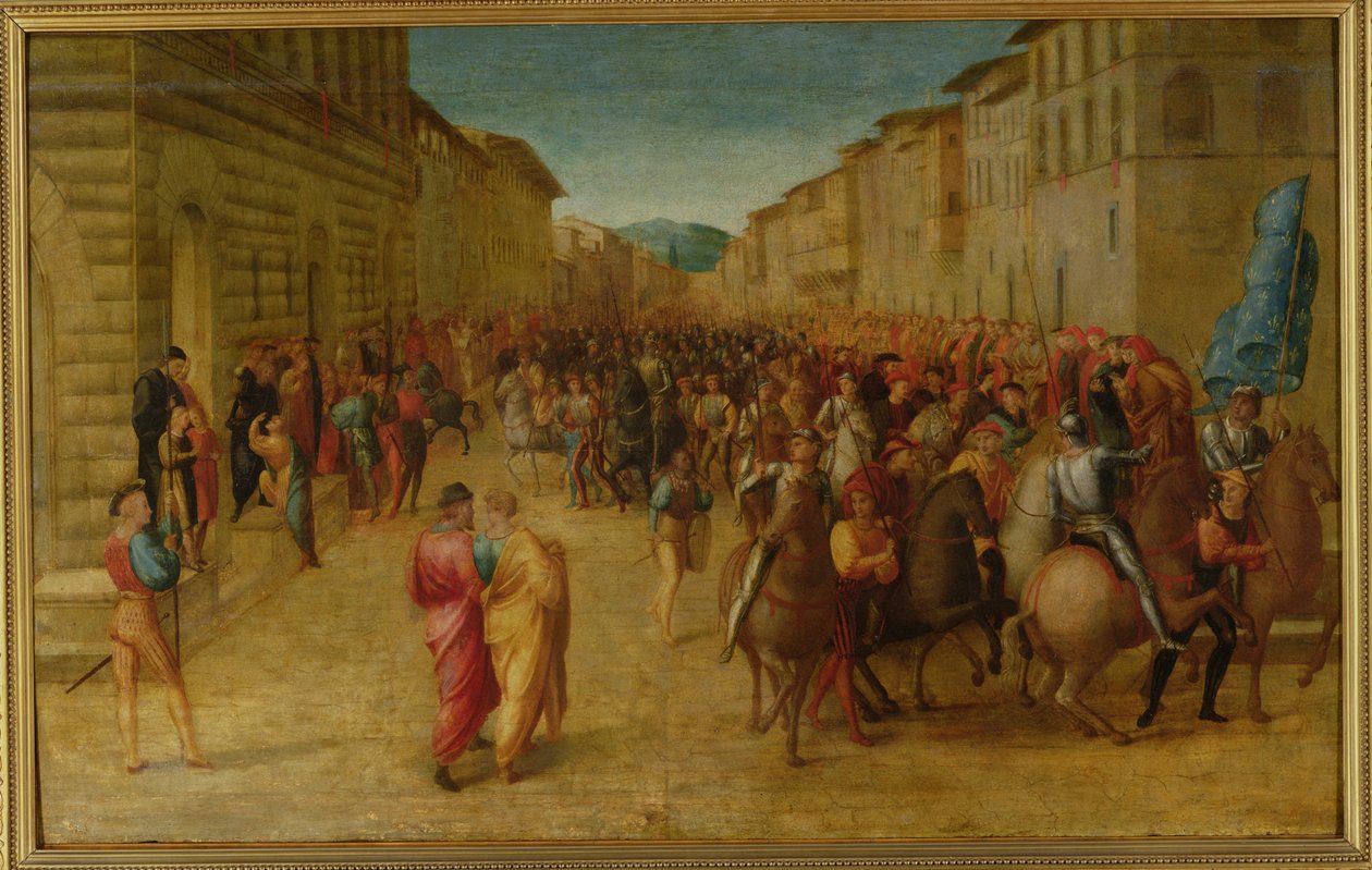 Karl VIII (1470-98) på väg in i Florens, ca 1518 av Francesco Granacci