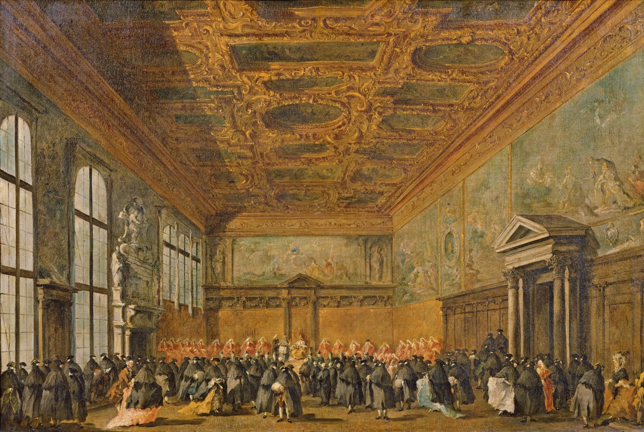 Publik beviljad av dogen i Venedig i College Room i Doge
