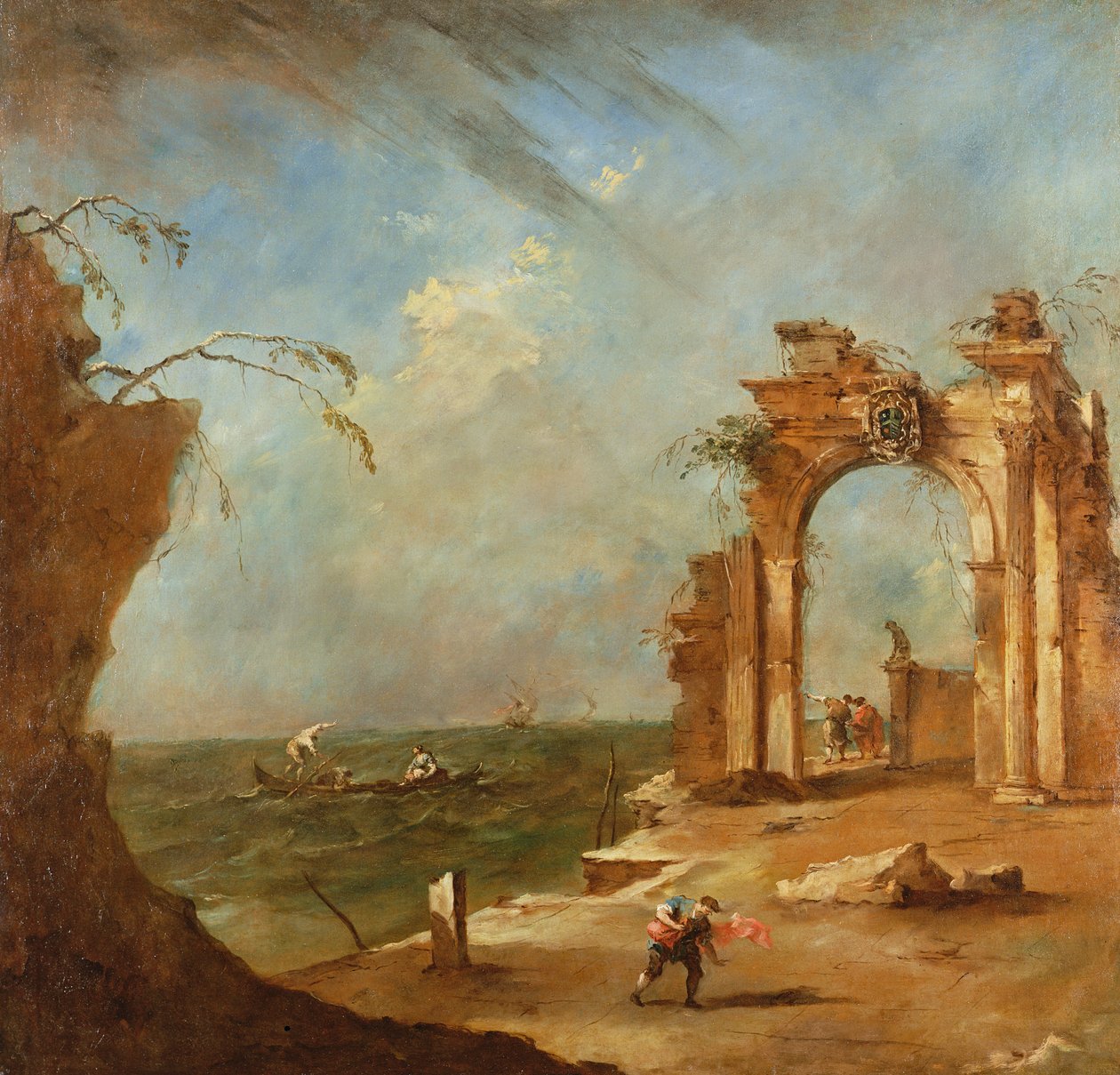 Capriccio med en förstörd båge (olja) av Francesco Guardi