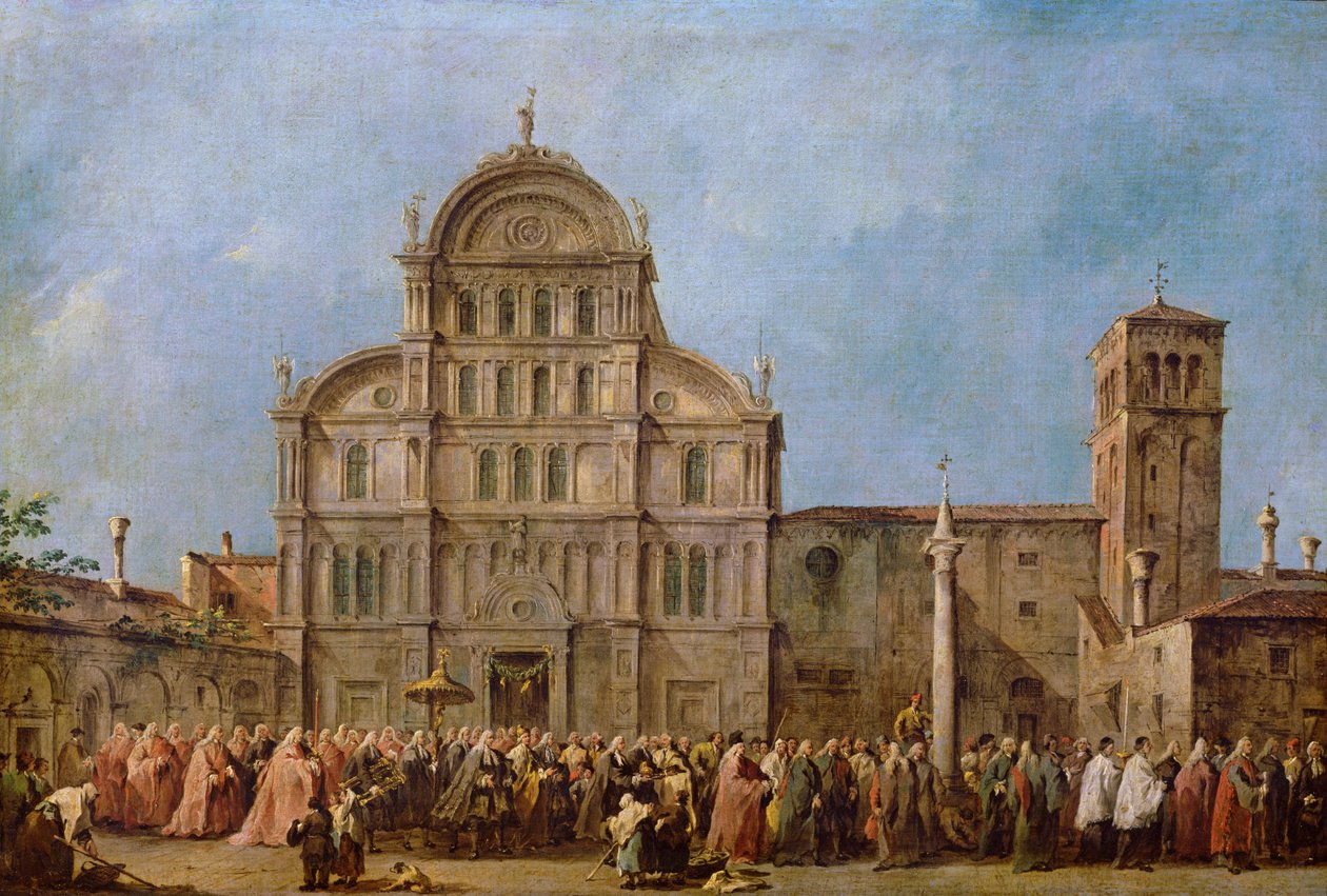 Doge av Venedigs påskprocession i San Zaccarias kyrka, ca 1766-70 av Francesco Guardi