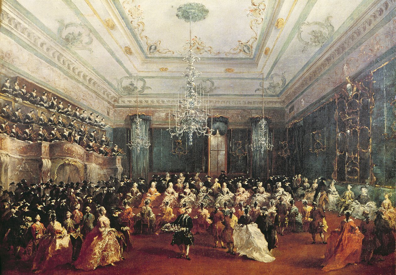 Galakonsert hölls i januari 1782 i Venedig för Tsarevich Paul av Ryssland och hans fru Maria Feodorovna av Francesco Guardi