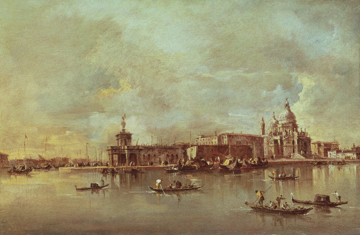 Santa Maria della Salute sett från mynningen av Canal Grande, Venedig av Francesco Guardi