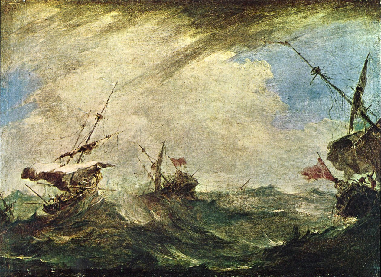 Schiffe im Meeresgewitter av Francesco Guardi