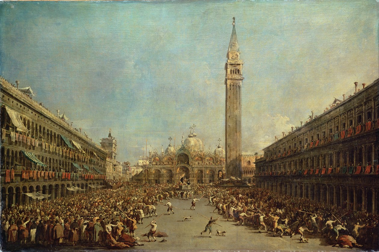 Denarernas distribution till de fattiga i San Marco, Venedig av Francesco Guardi