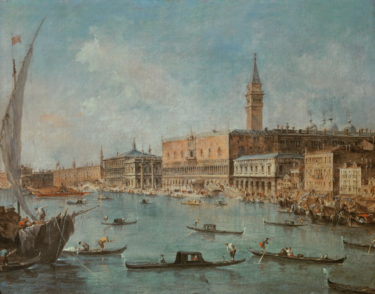 Dogepalatset och Molo från Markuskyrkan, Venedig, ca 1770 av Francesco Guardi