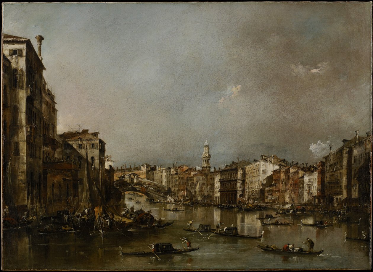 Se uppför Canal Grande mot Rialto, ca 1785 av Francesco Guardi