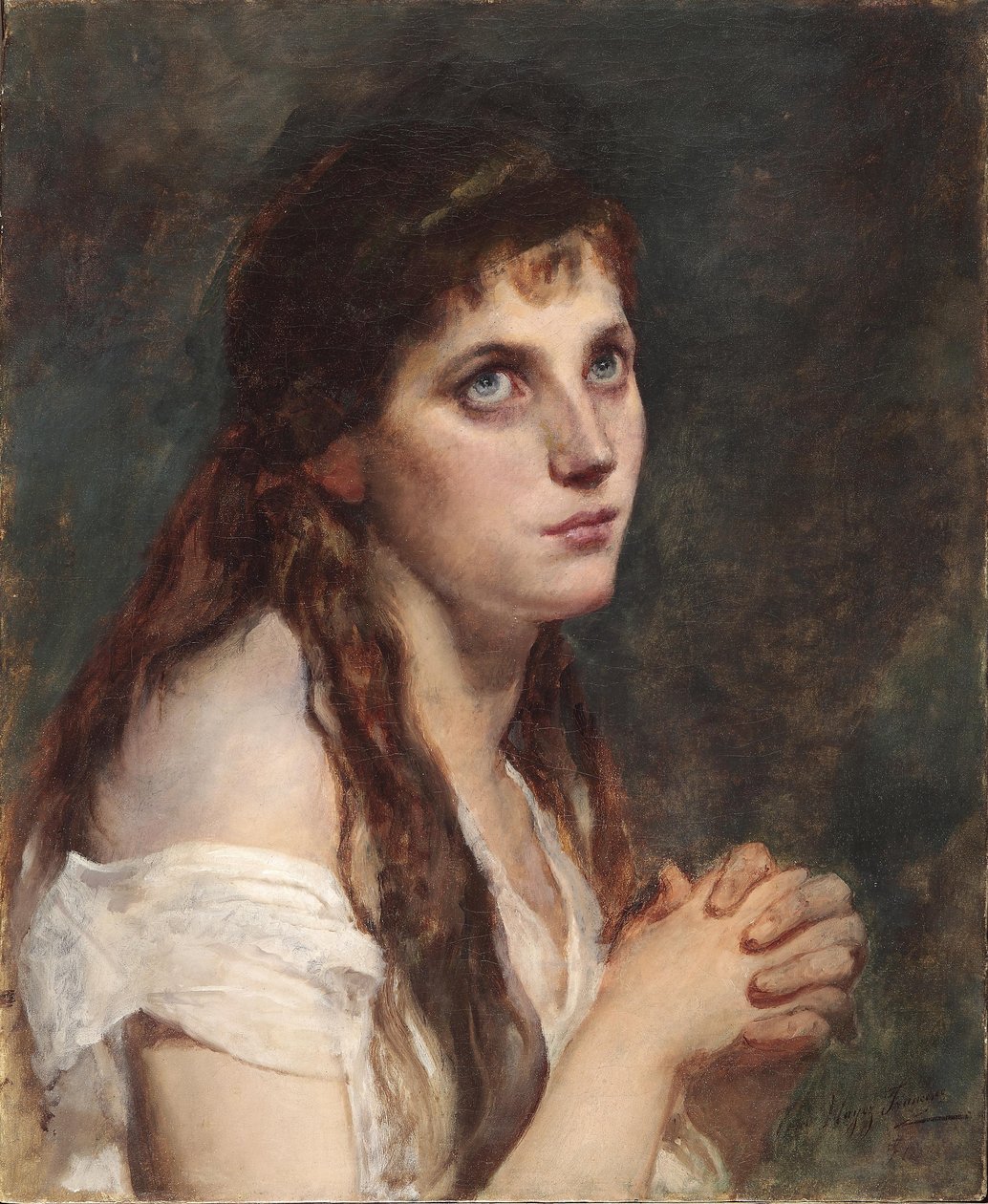 Mädchen mit gefalteten Händen av Francesco Hayez