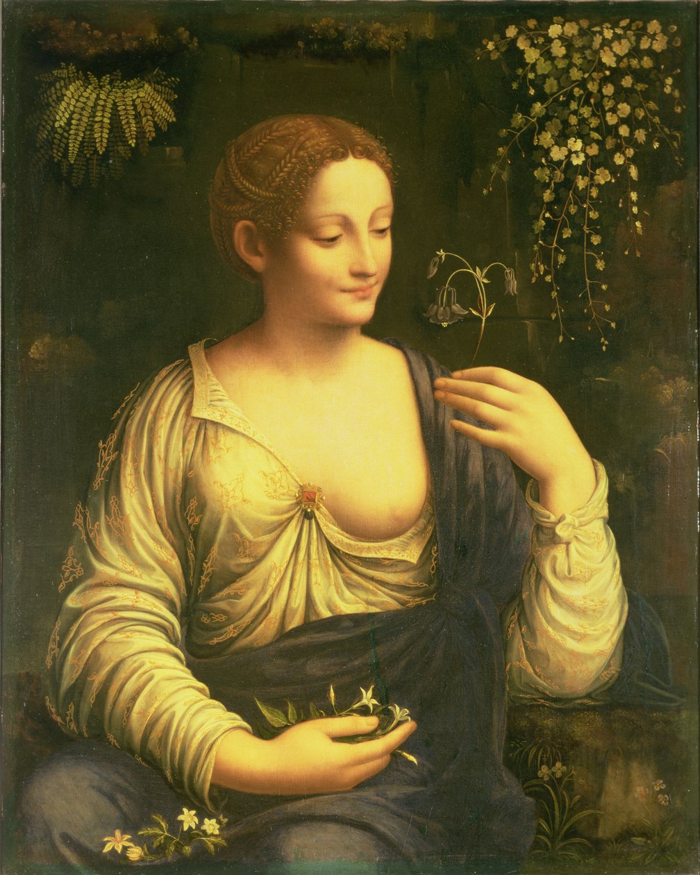 Flora, ca 1520 (olja på duk överförd från panel) av Francesco Melzi