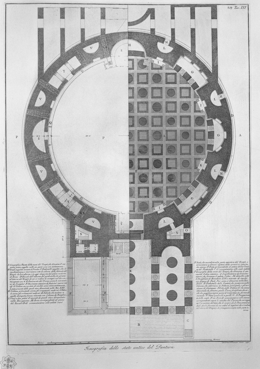 Ichnografi av Pantheons antika stat av Francesco Piranesi