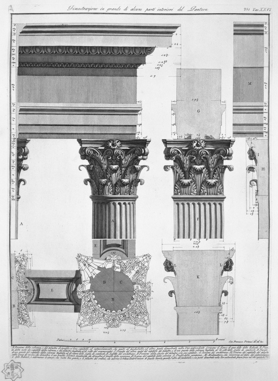 Pantheon, upptill. Pressa av Francesco Piranesi