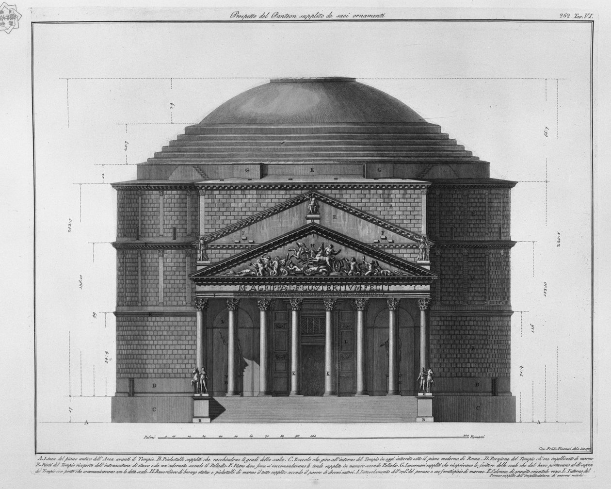 Prospetto del Panteon supplito de suoi ornamenti av Francesco Piranesi