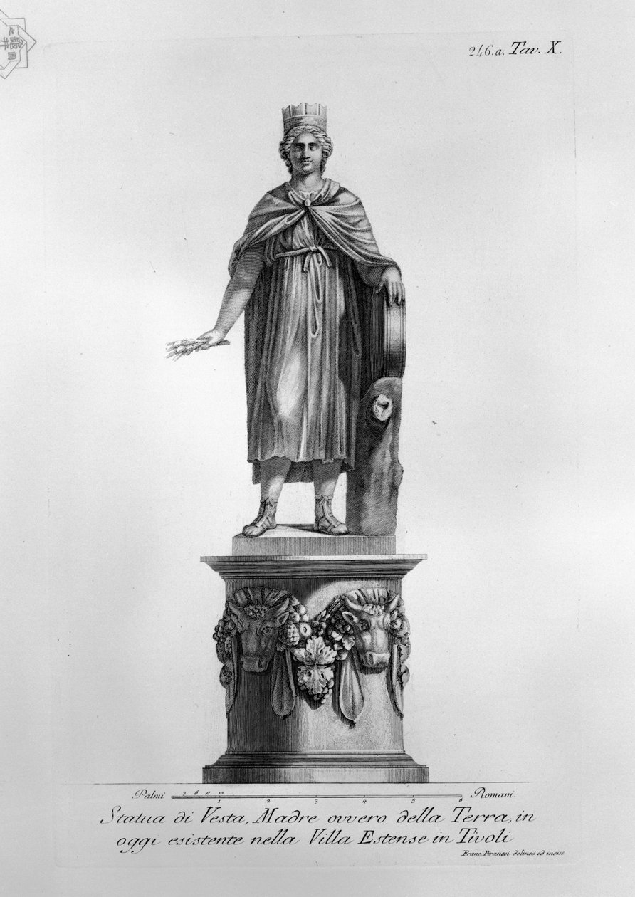 Staty av Vesta, moder eller av jorden, som nu finns i Villa Estense i Tivoli av Francesco Piranesi