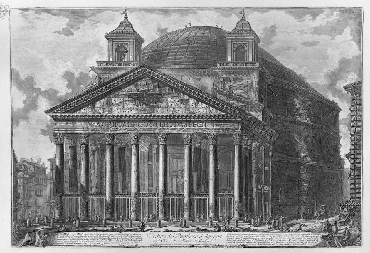 Vy över Pantheon i Agrippa idag kyrkan S. Maria ad Martyres av Francesco Piranesi