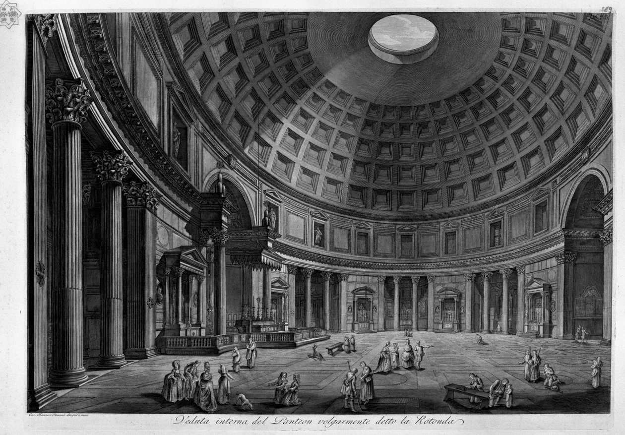 Interiör av Pantheon, allmänt känt som Rotonda av Francesco Piranesi