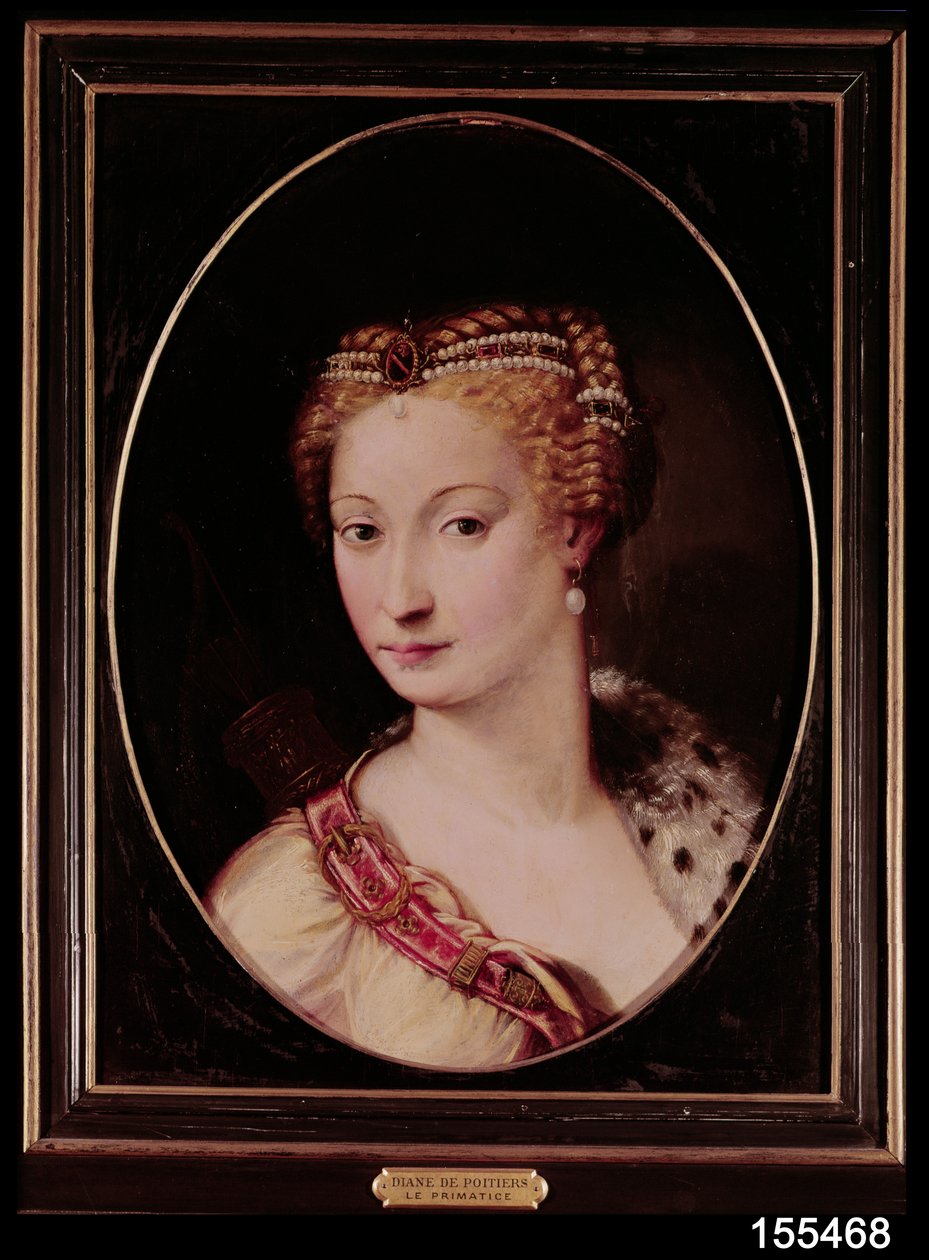 Diane de Poitiers (1499-1566) (olja på skiffer) av Francesco Primaticcio