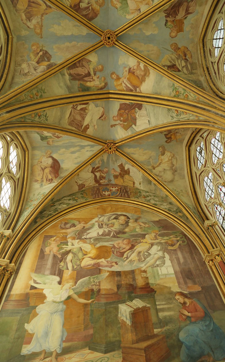 Valven i klostrets Rayonnant-kapell med renässansmålningar, 1200-1600-talet av Francesco Primaticcio