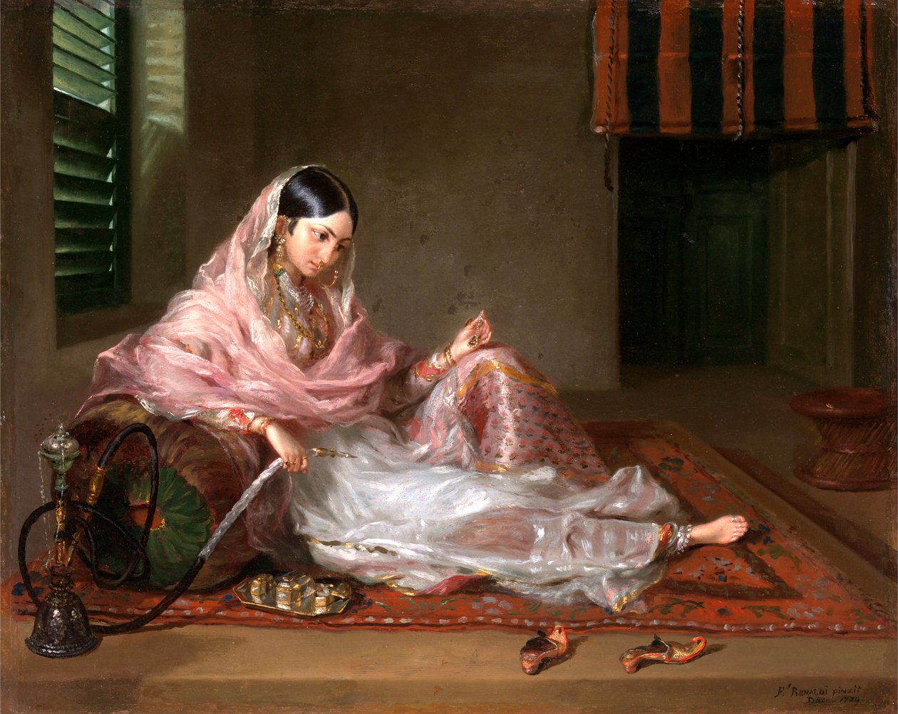 Muslim Lady Reclining eller en indisk tjej med en vattenpipa av Francesco Renaldi