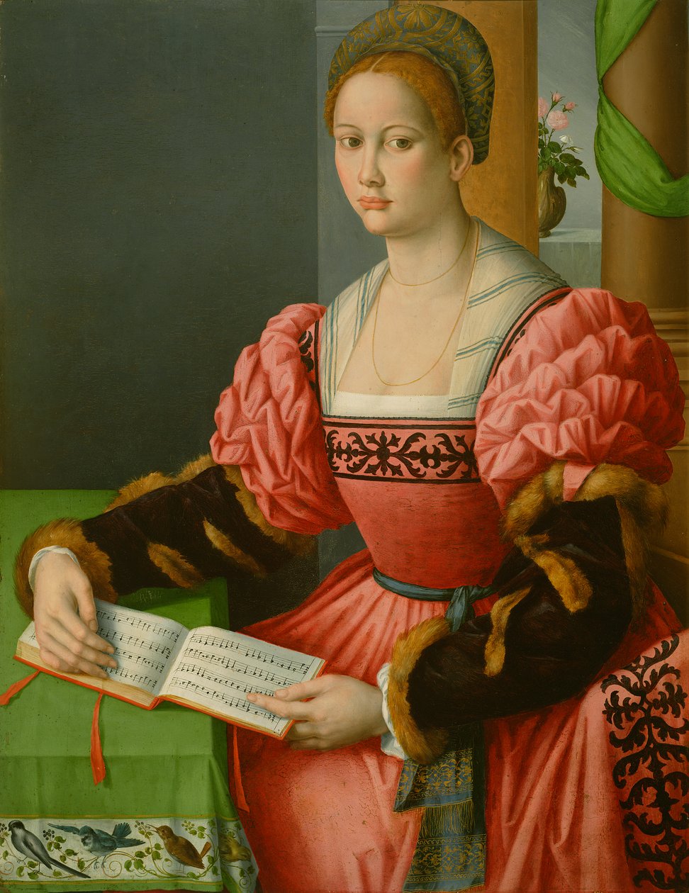 Porträtt av en kvinna med en musikbok, c.1540-45 av Francesco Ubertini, Il Bacchiacca
