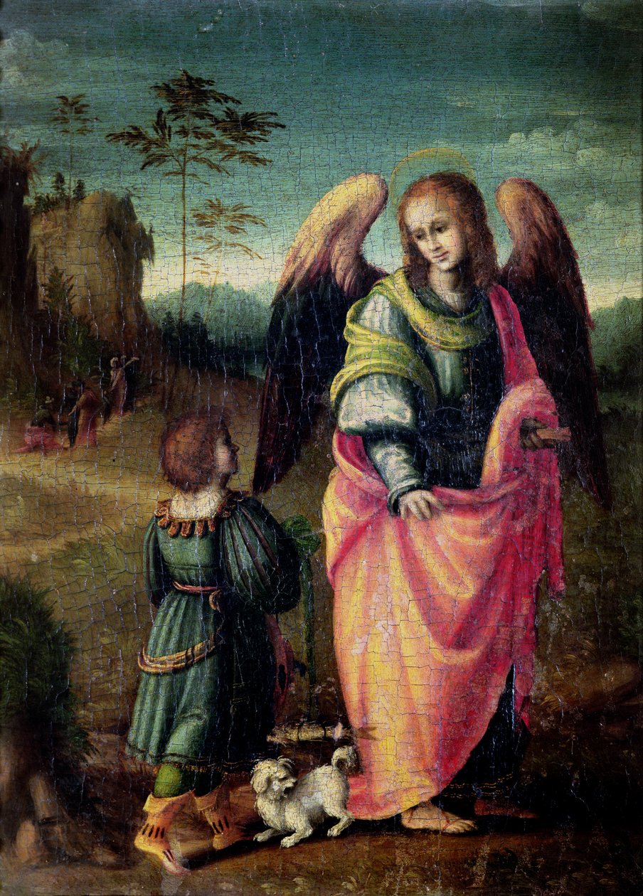 Tobias och ängeln (panel) av Francesco Ubertini Verdi Bachiacca