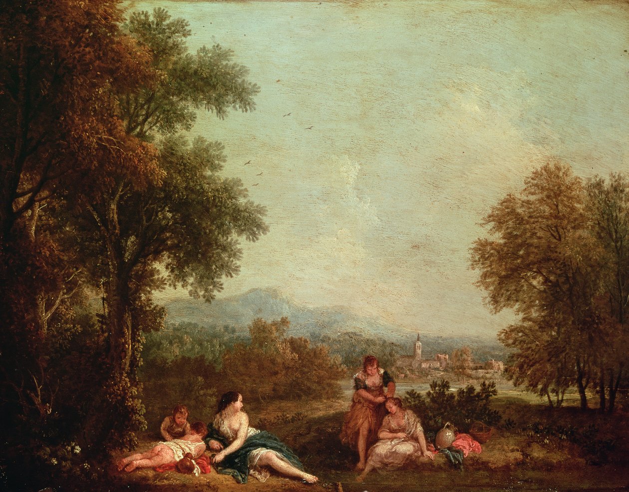 Klassiska figurer i ett italienskt landskap av Francesco Zuccarelli