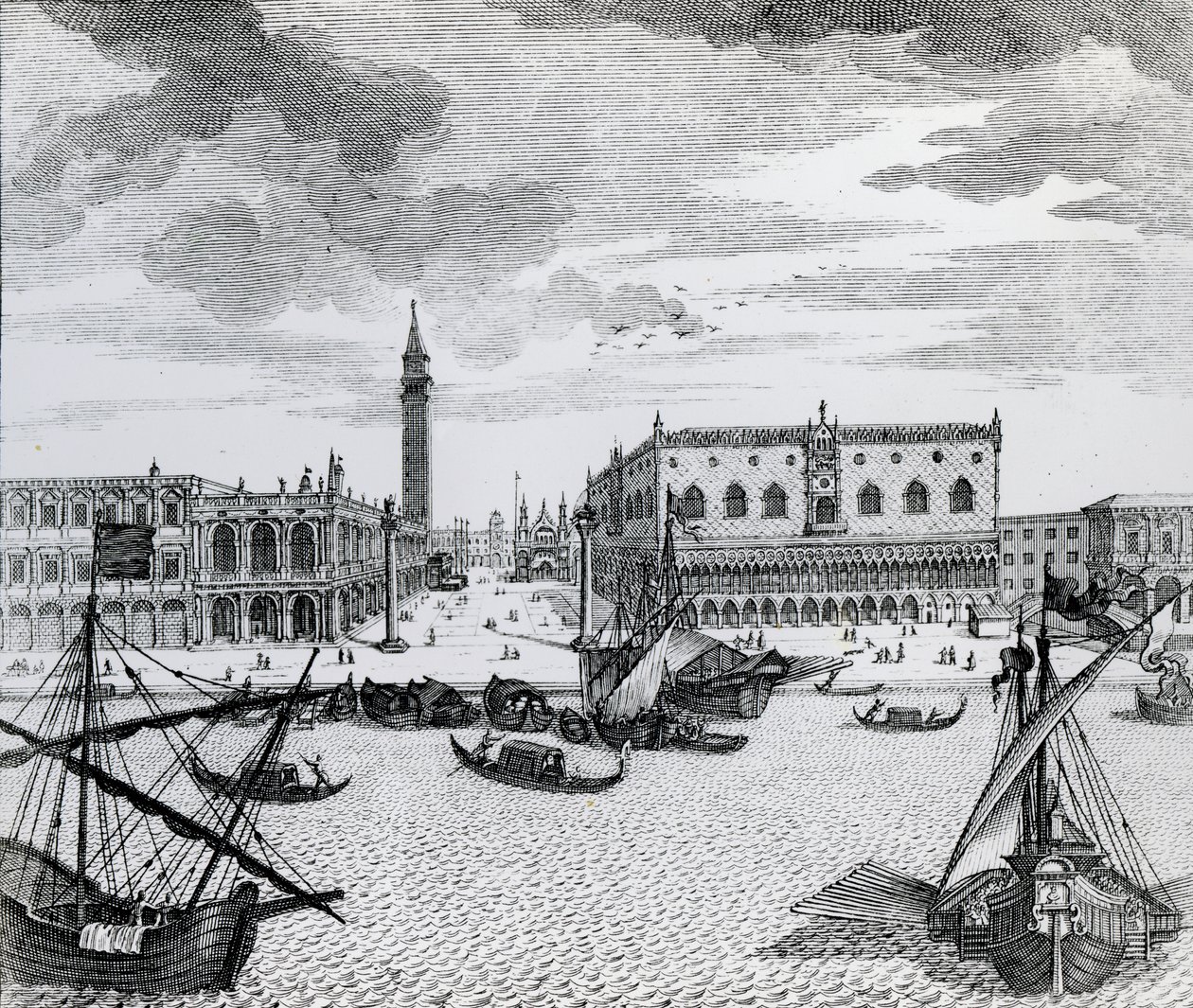 Utsikt över Piazza San Marco från Bacino, Venedig av Francesco Zucchi