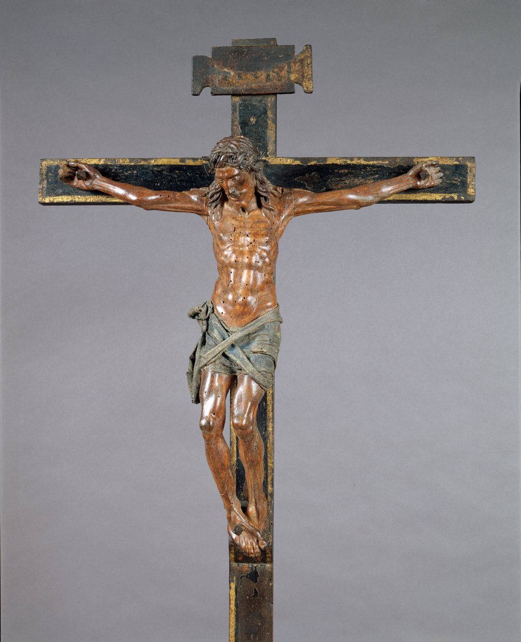 Kristus korsfäst, ca 1525 (fruktträ med förgyllning och polykromt linne) av Francesco da Sangallo