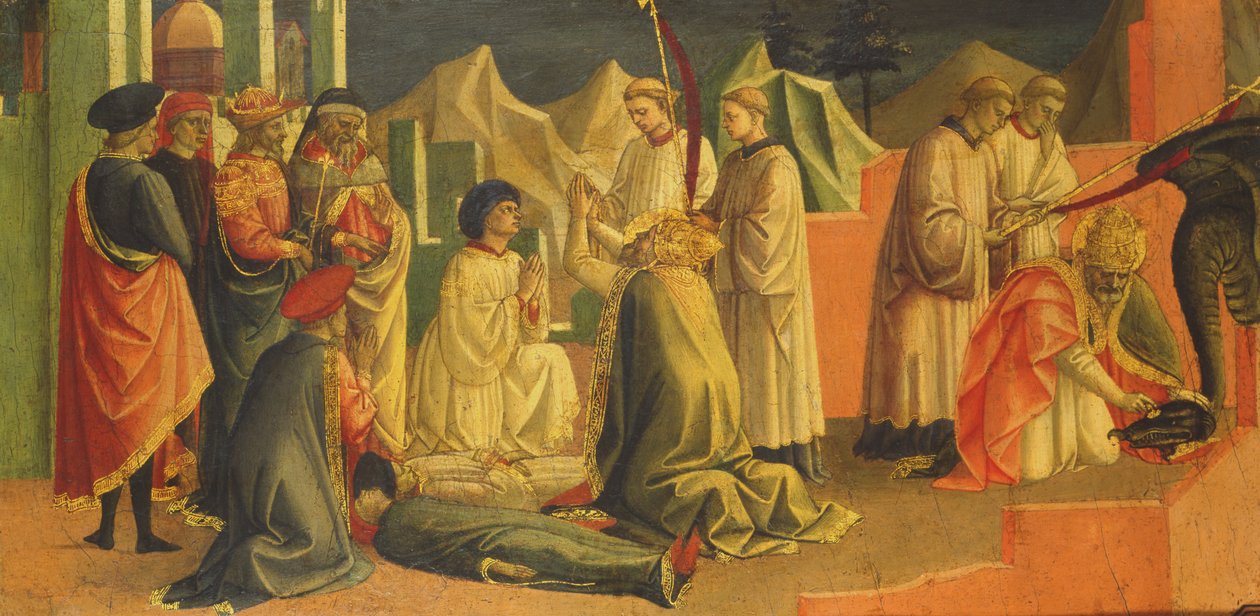 Story of Saint Sylvester (tempera på panel) av Francesco di Stefano Pesellino