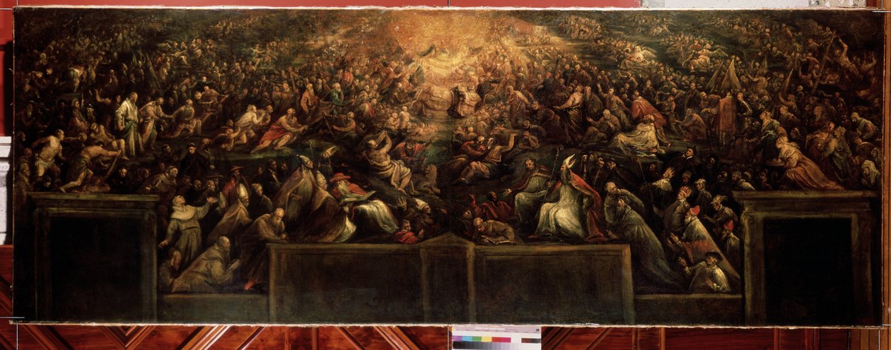 ""Le Paradis"" (La resurrection des Justes) (Reresurrection of the Righteous (Heaven)) Målning av Francesco Bassano (Francesco da Ponte) (1549-1592) 1582-1585 Dim. 127x351 cm Eremitagemuseet, Sankt Petersburg (Saint Petersburg (Saint Petersburg) ) av Francesco Bassano