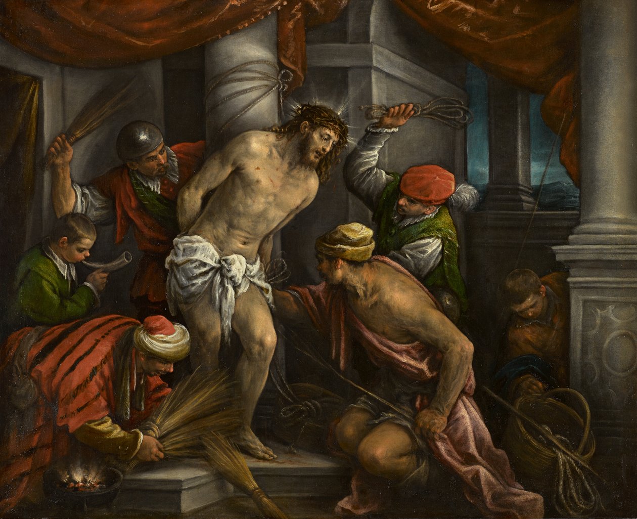 The Scourging of Christ, cirka 1580-1585 (olja på duk) av Francesco Bassano