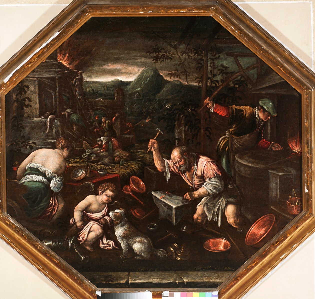 Allegory of fire Målning av Francesco da Ponte dit Francesco Bassano (1549-1592) Genes, Strada Nuova Museums av Francesco Bassano
