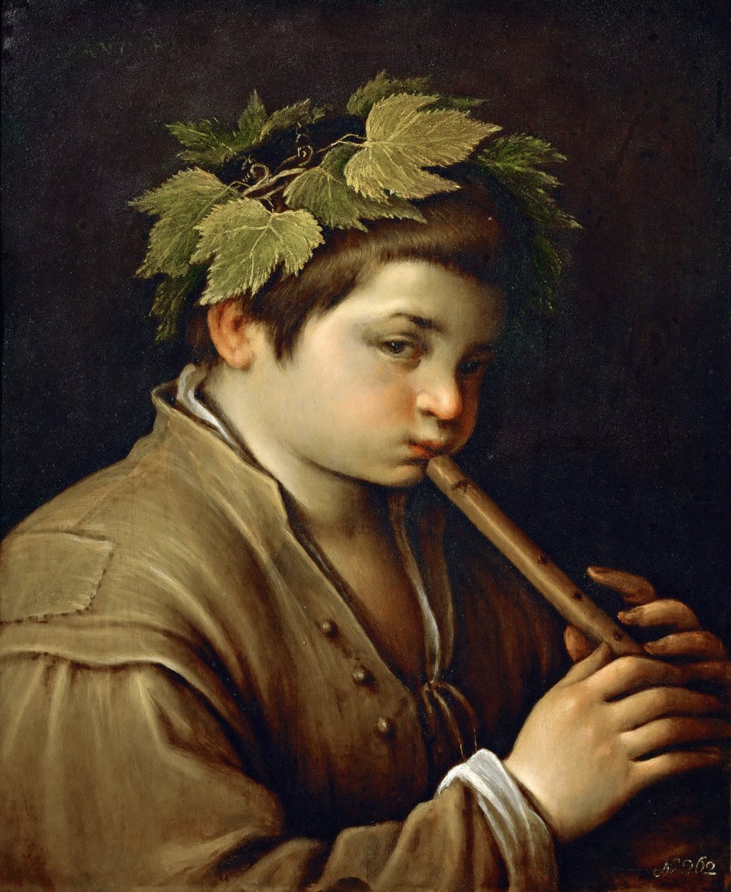 Garcon jouant de la flute - Pojke som spelar flöjten - Francesco Bassano, den yngre (1549-1592). Olja på koppar, ca 1580-1585. Mått: 54,6x44 cm. Konsthistoriska museet, Vienne av Francesco Bassano