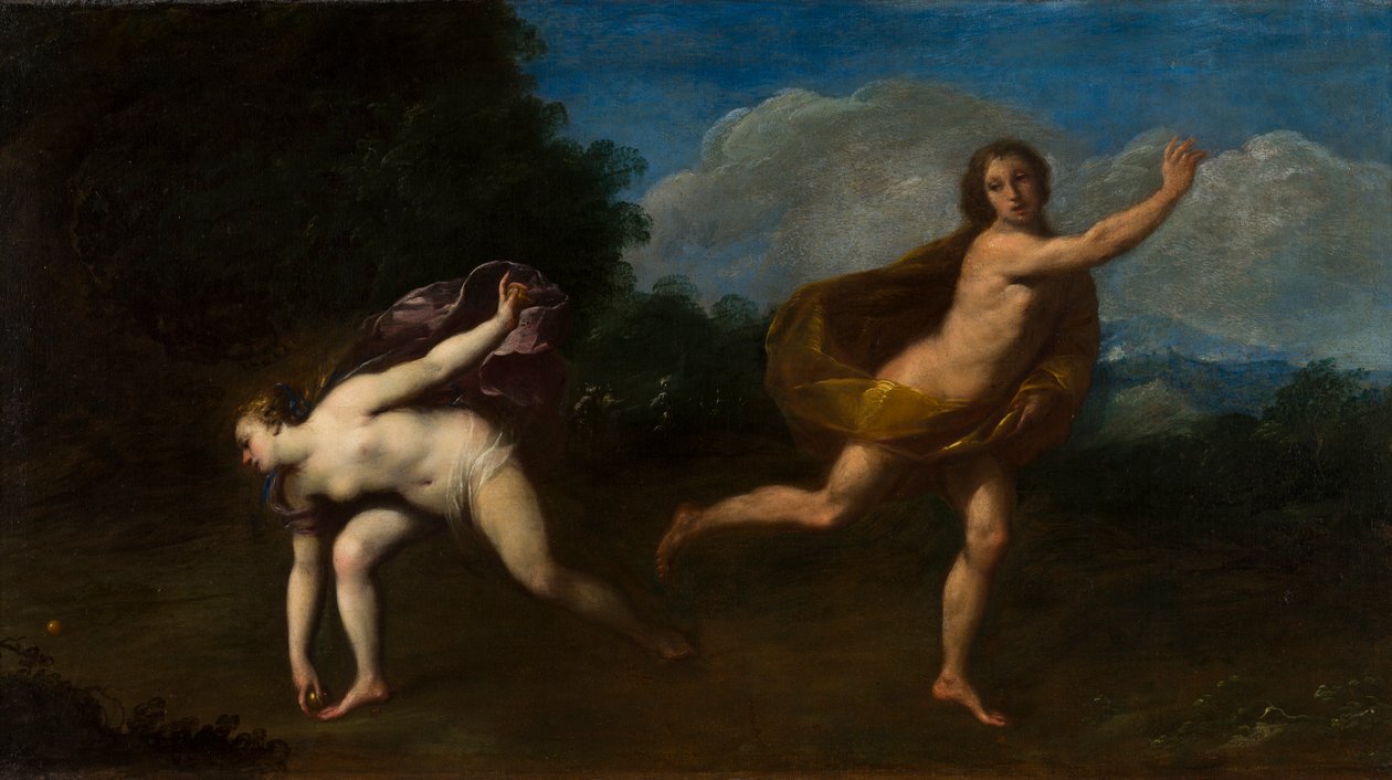 Hippomenes och Atalanta i ett landskap, ca 1598-1660 (olja på duk) av Francesco (attr. to) Albani