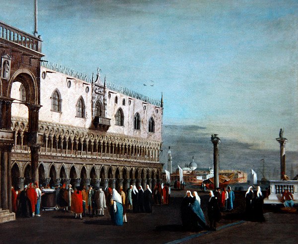 En utsikt över Venedig (olja på duk) av Francesco (circle of) Guardi